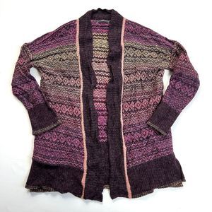 PERUVIAN CONNECTION Sigrid Cardigan Alpaca Aztec Tunic Open Front Women's M/L